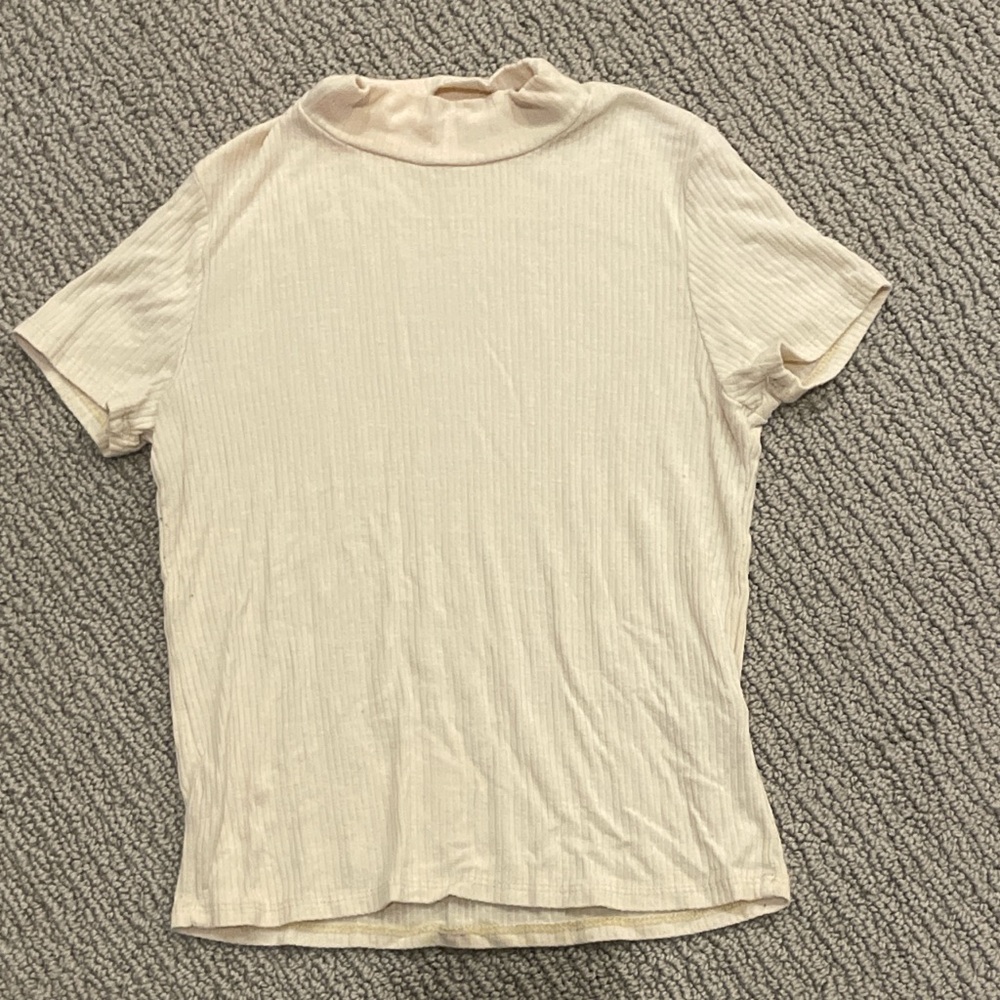 Cream Ribbed Women's Top